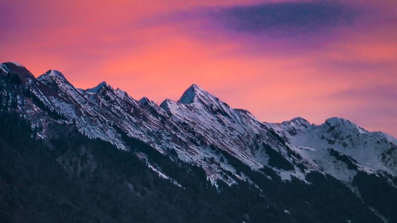 mountains, clouds, dusk, mountain range, landscape, 4k