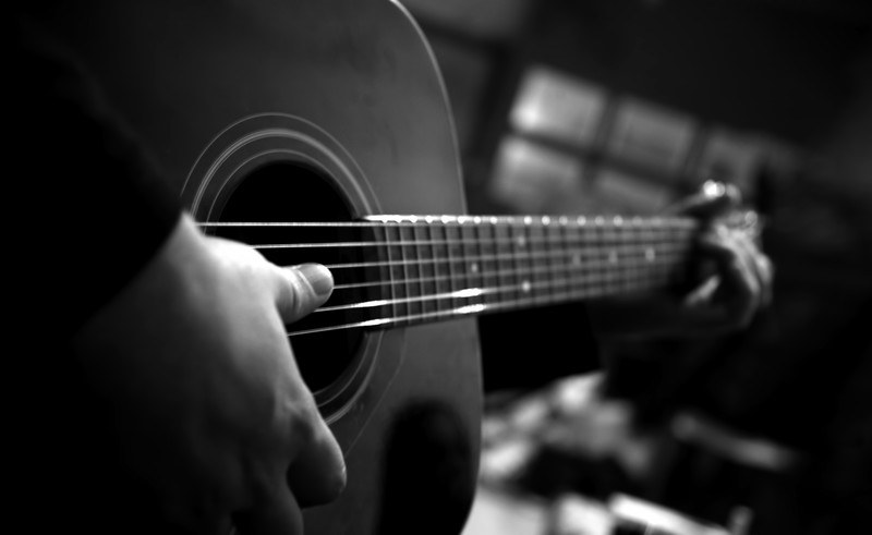 guitar, music, instrument, hd, 4k, monochrome, black and white