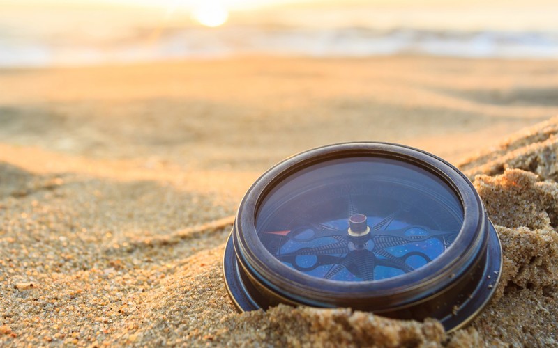 macro, photography, compass, beach, sea
