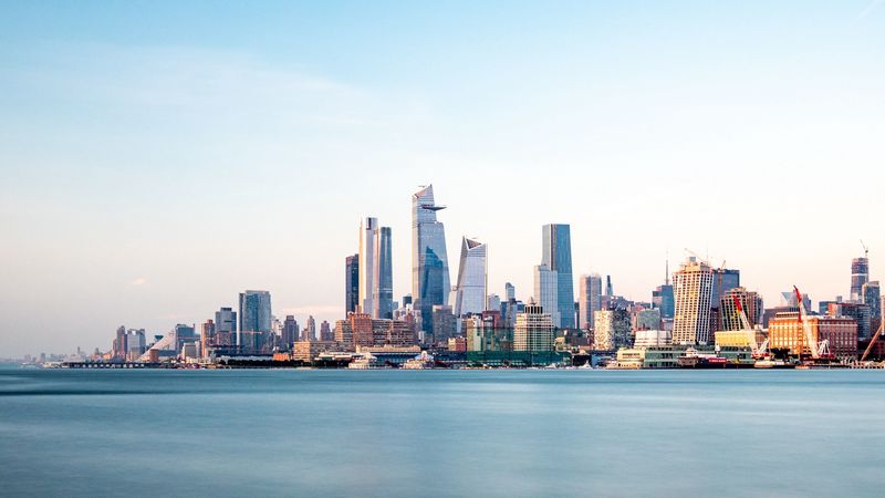 city, architecture, skyscrapers, buildings, water, 4k