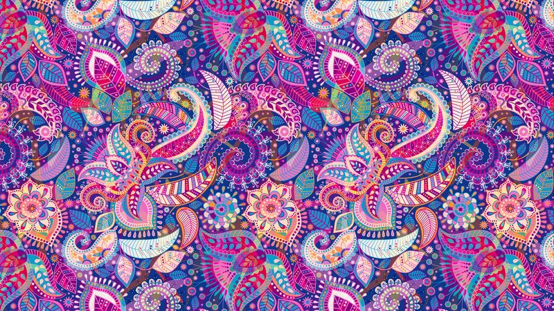 flowers, ornament, pattern, multicolored, art, 4k