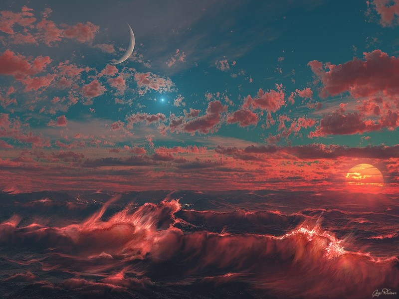 scifi, digital universe, planets, artist, painting