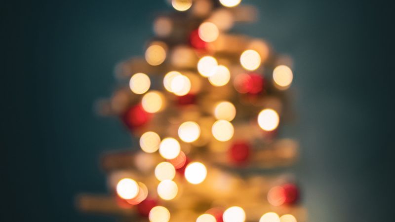 tree, lights, blur, bokeh, new year, christmas, 4k