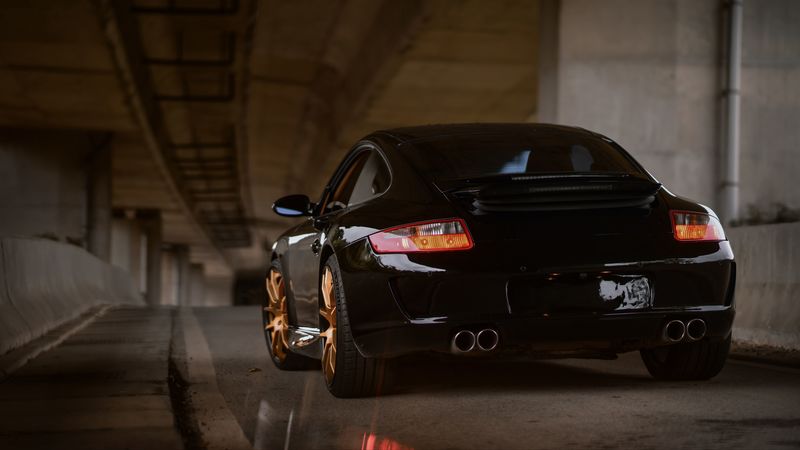 porsche 997 carrera, porsche, car, black, sportscar, supercar, rear view, 4k