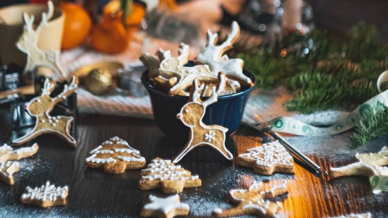 cookies, candles, christmas, new year, holiday, 4k