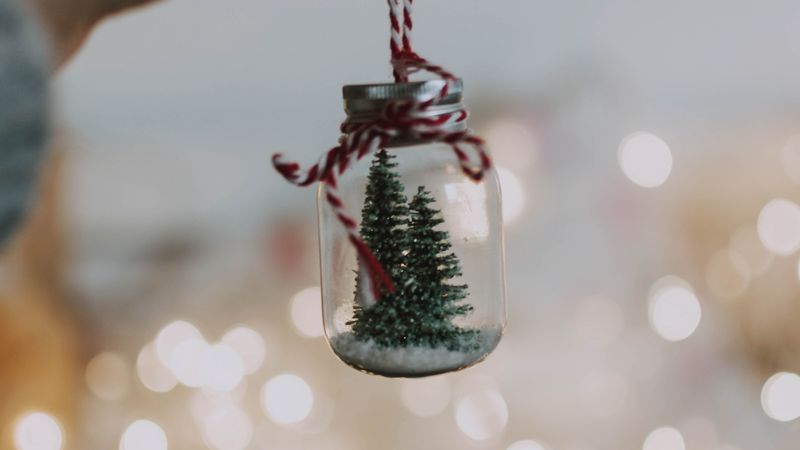 jar, decoration, tree, new year, christmas, 4k