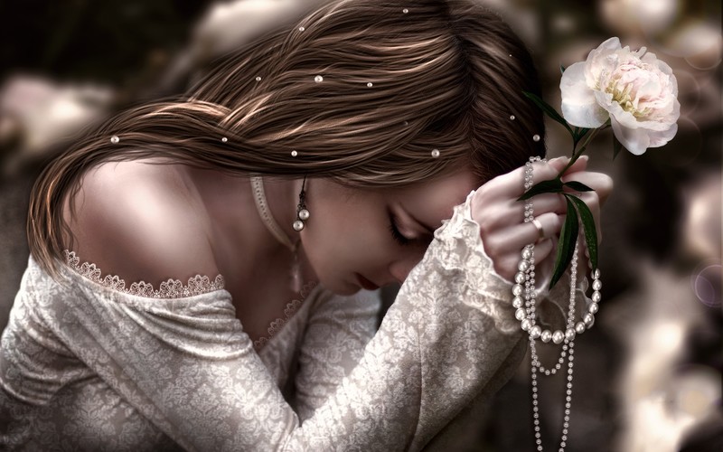 girl, artist, flower