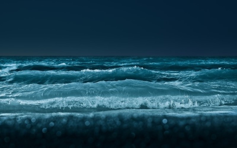 ocean, waves, night, nature, water