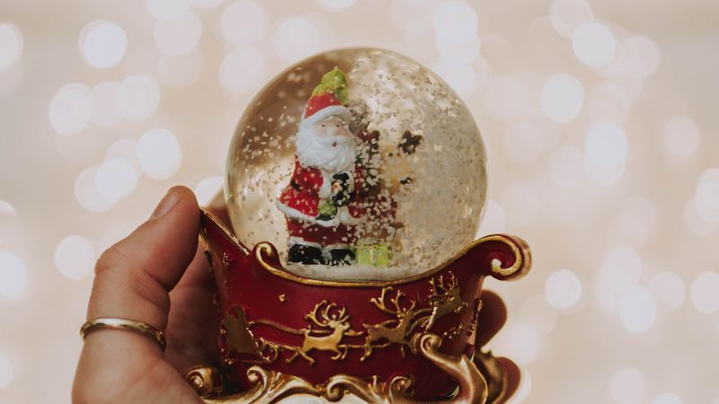 ball, glass, toy, santa claus, new year, 4k