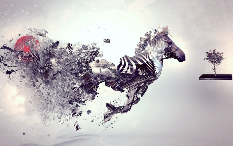 abstract, artist, digital art, zebra, animals