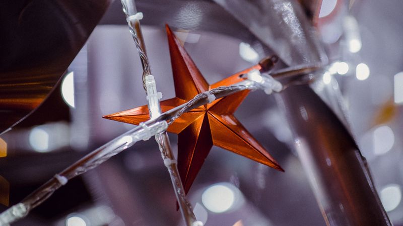star, garland, decoration, new year, christmas, 4k