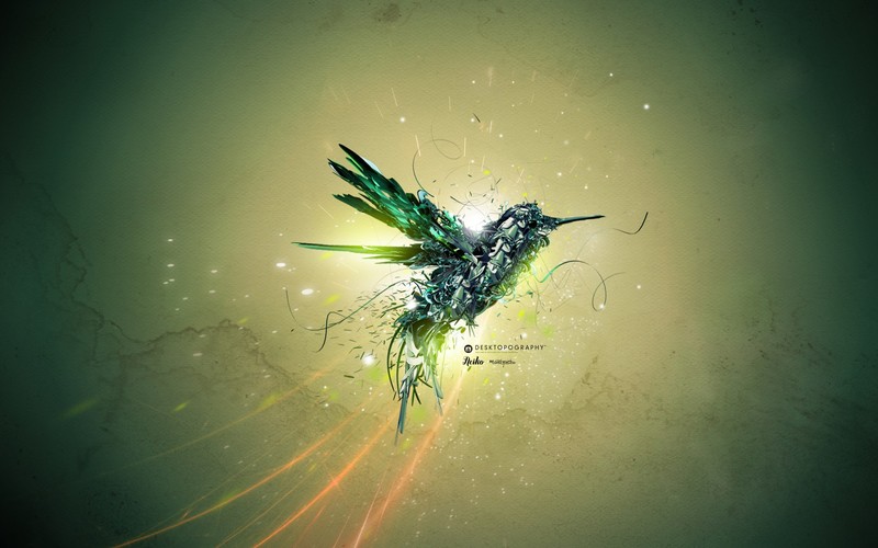 birds, green, digital art