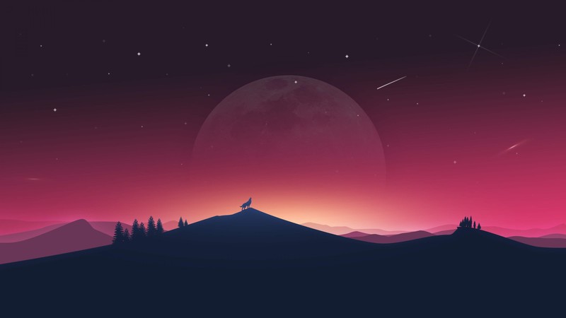 digital art, wolf, moon, hd, 4k, howling
