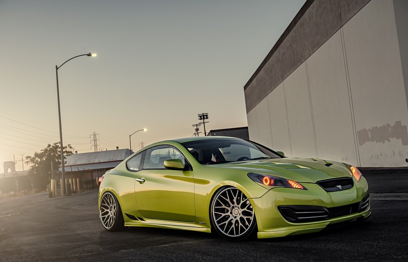 hyundai, cars, stance, green, racing