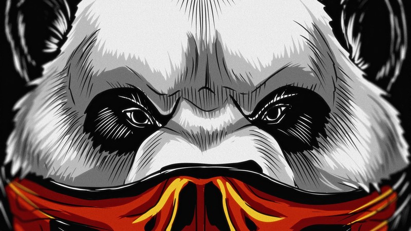 panda, artist, artwork, digital art, hd, 4k, mask