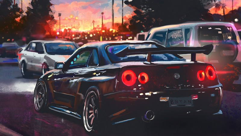 nissan skyline, nissan, cars, hd, 4k, deviantart, artist, artwork, digital art