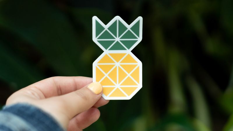 pineapple, figurine, plastic, hand, fingers, 4k
