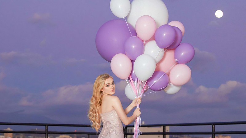 meg donnelly, girls, celebrities, hd, photoshoot, 4k, balloons