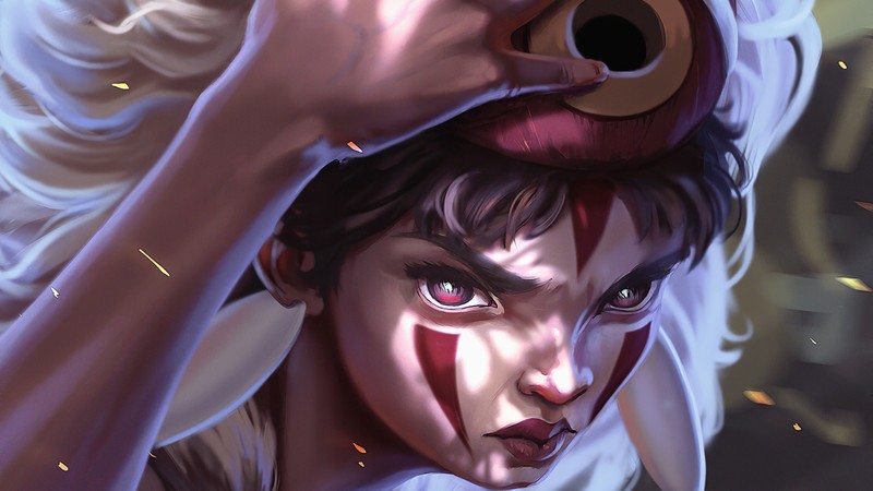 princess mononoke, anime girl, anime, artist, artwork, digital art, hd, 4k, artstation