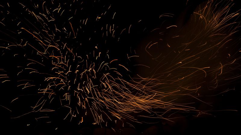 sparks, light, darkness, abstraction, 4k