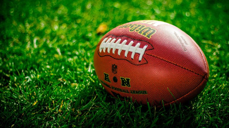 ball, rugby, american football, football, lawn, 4k
