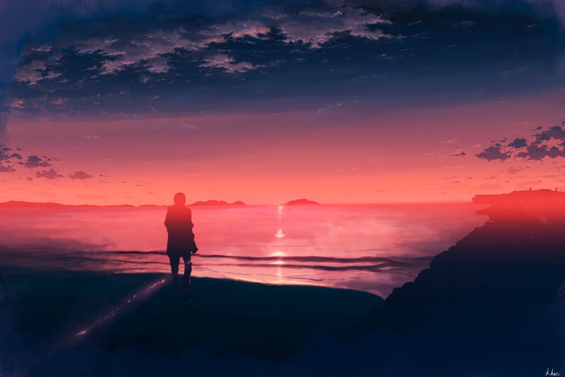 artist, artwork, digital art, hd, 4k, sky, clouds, sunset, sunrise