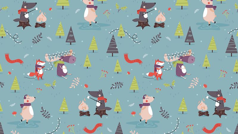 pattern, animals, new year, funny, art, 4k