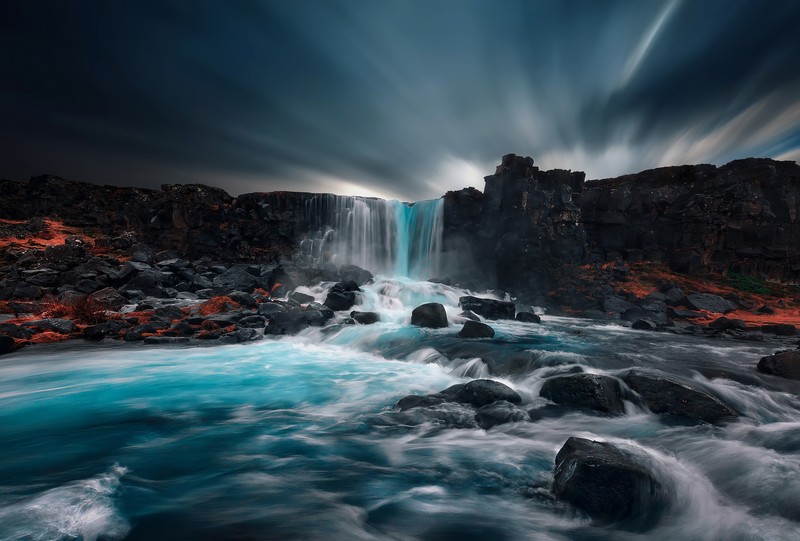 waterfall, rocks, nature, hd, 4k