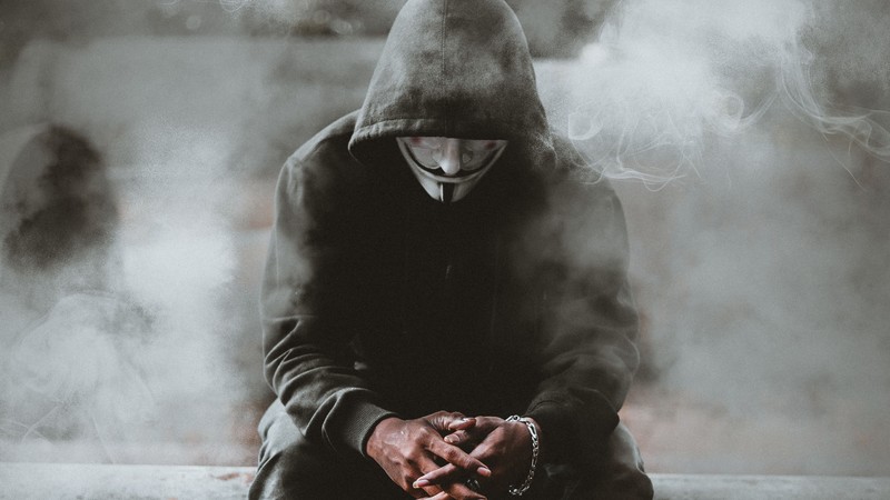 anonymus, mask, hoodie, photography, hd, 4k, monochrome, black and white