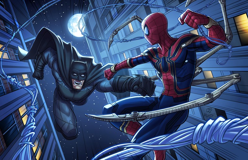 batman, spiderman, artwork, superheroes, hd, 4k
