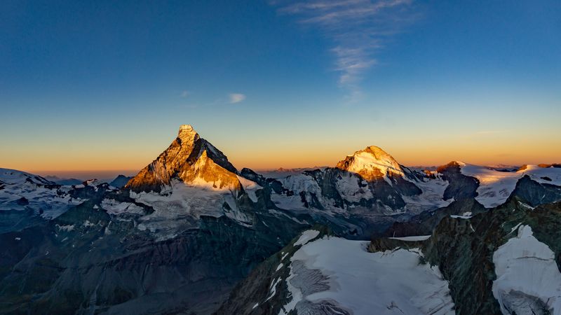 mountains, peak, relief, snowy, horizon, 4k