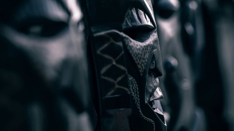 mask, wooden, black, magic, 4k
