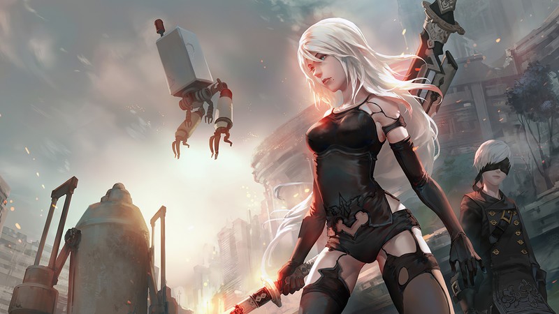 nier automata, games, hd, artist, artwork, digital art, artstation