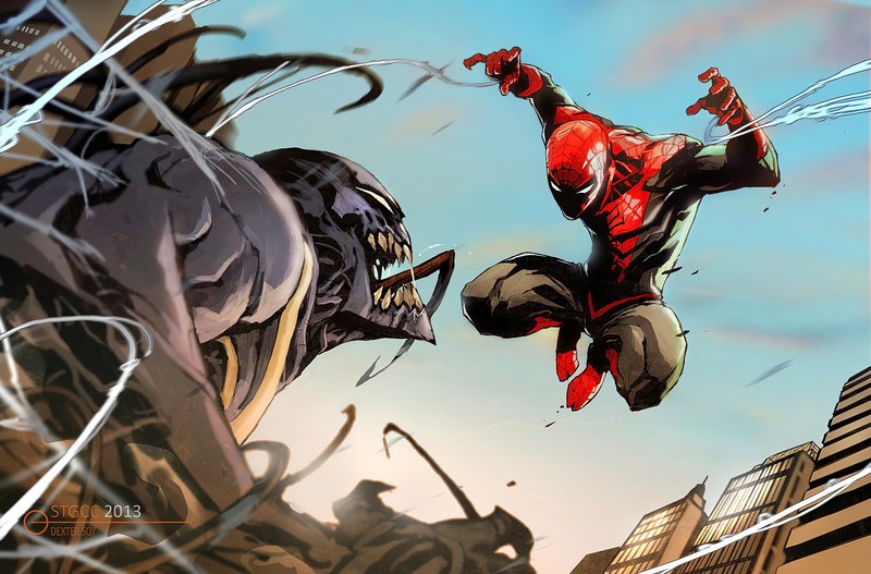 spiderman, venom, superheroes, hd, 4k