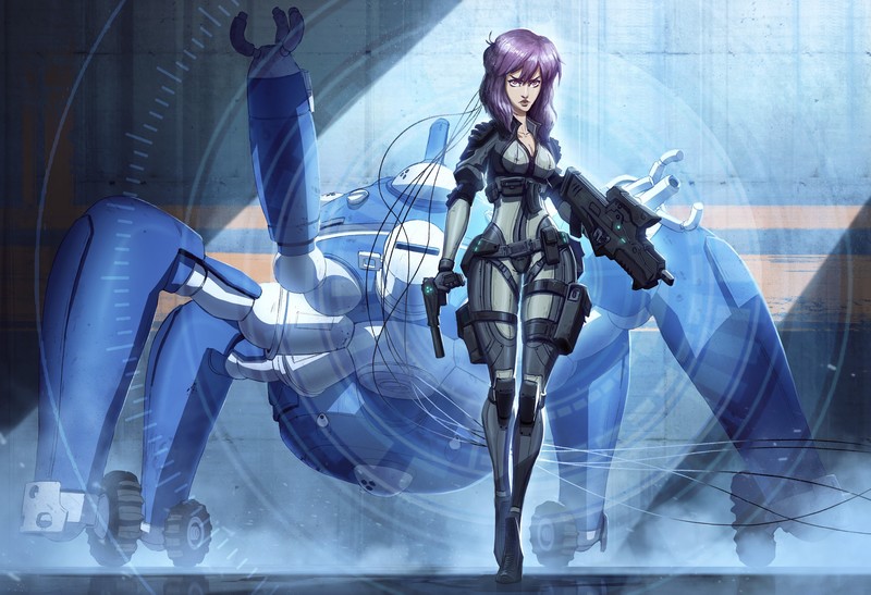 ghost in the shell, artist, artwork, digital art, hd, 4k, artstation
