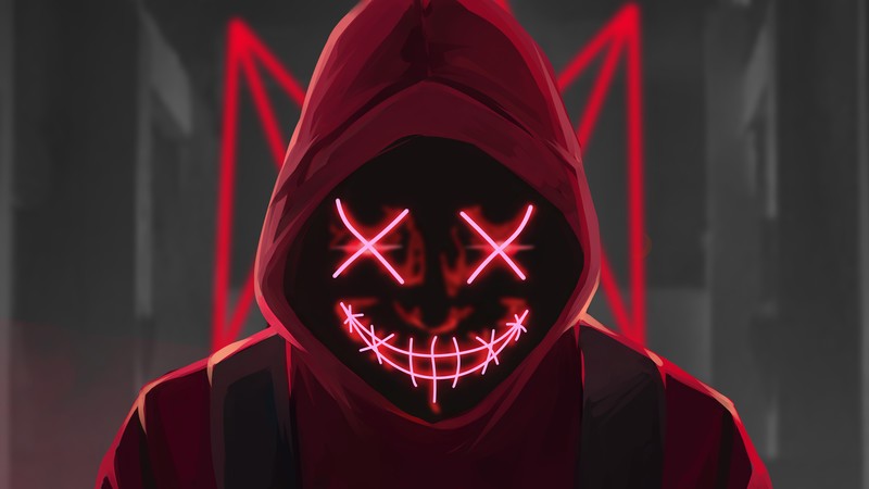 neon, mask, hoodie, anonymus, artist, artwork, digital art, hd, 4k