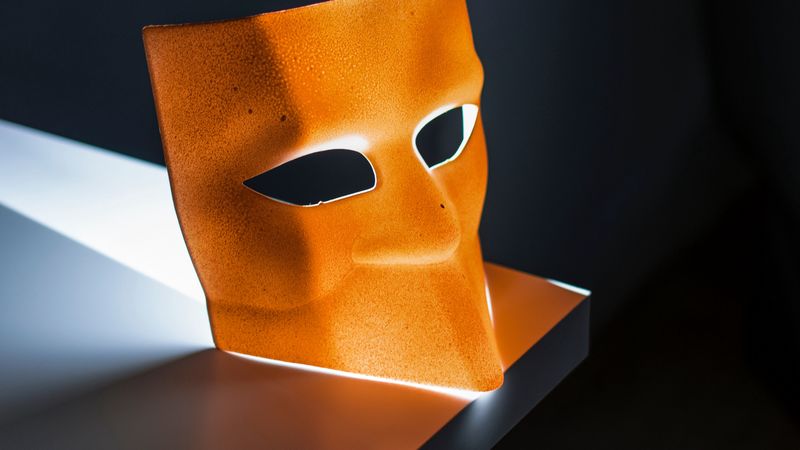 mask, light, backlight, brown, 4k