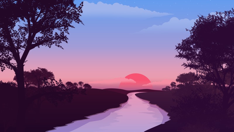 lake, red, sunset, nature, hd, 4k, deviantart