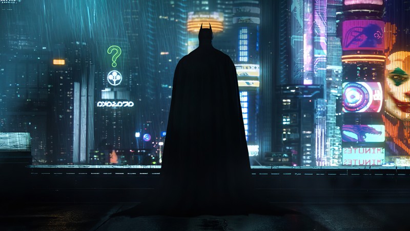 batman, gotham, superheroes, hd, 4k, neon, cyberpunk, artstation