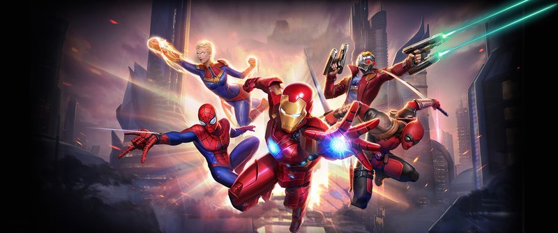 marvel super war, games, hd, 4k, iron man, spiderman, captain marvel, star lord, deadpool