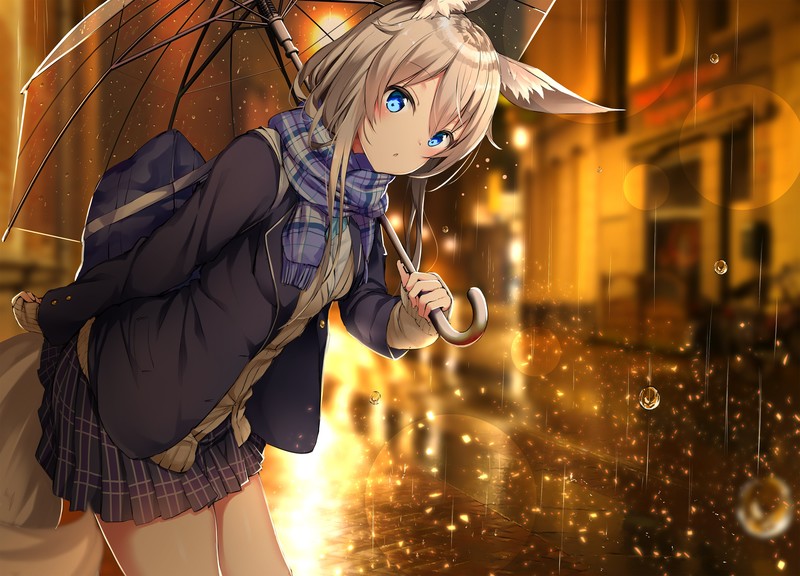 anime girl, anime, artist, artwork, digital art, hd, 4k, rain