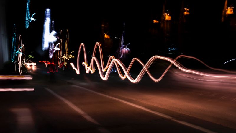 freezelight, long exposure, road, colorful, glow, 4k
