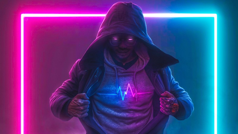 hoodie, artist, artwork, digital art, hd, neon, music, 4k, 5k