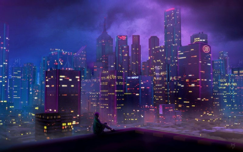 anime girl, anime, artist, artwork, digital art, hd, 4k, cyberpunk