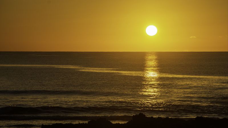 sea, glare, sunset, sun, 4k