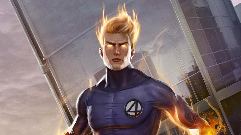 human torch, marvel, superheroes, hd, 4k, artstation