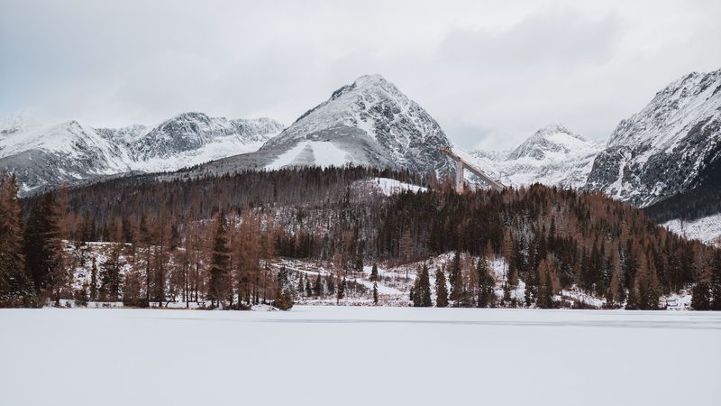 mountains, snow, winter, landscape, 4k