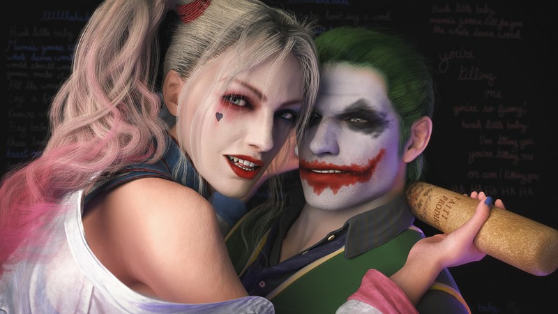 joker, hd, 4k, superheroes, dc comics, art, harley quinn
