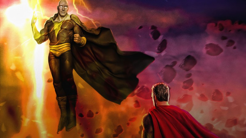 black adam, superman, superheroes, hd, 4k, artstation