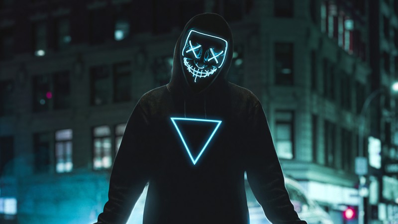 mask, hoodie, anonymus, neon, hd, 4k, photography